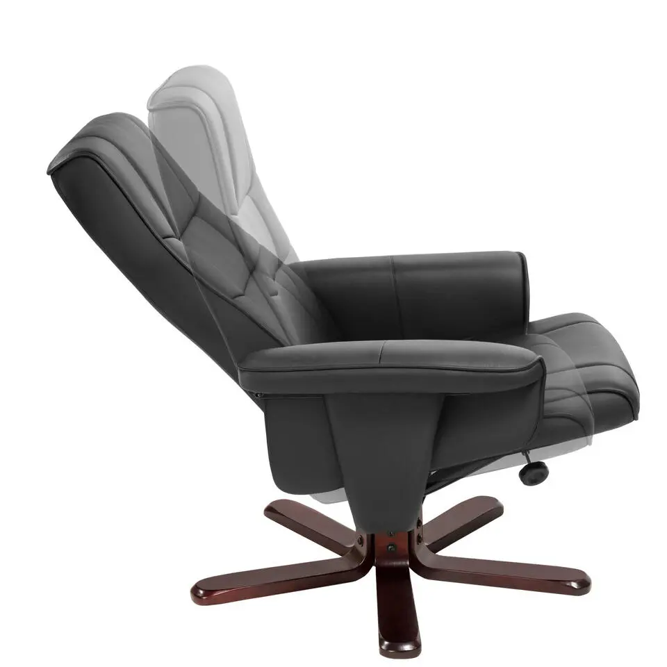 tectake TV-fauteuil met krukje model I, Zwart/bruin