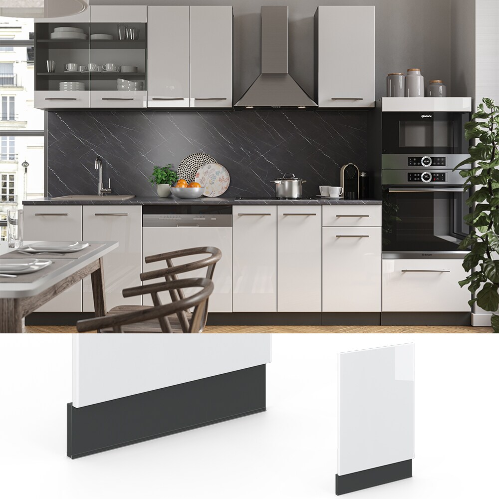 VICCO Geschirrspülerfront 45 cm Weiß Hochglanz Küchenschrank Blende Küchenzeile Fame-Line
