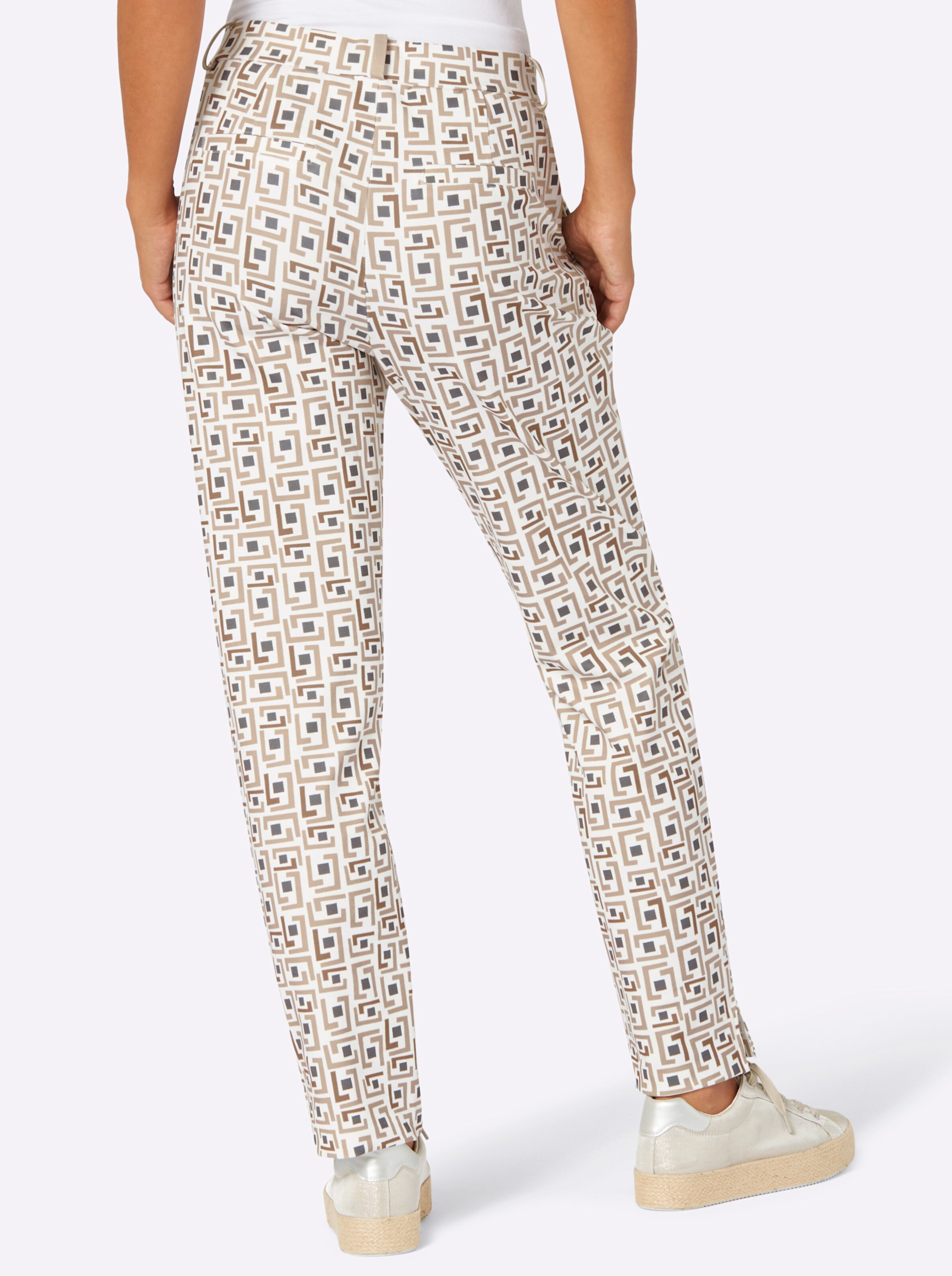 Jersey-Hose in ecru-beige-gemustert