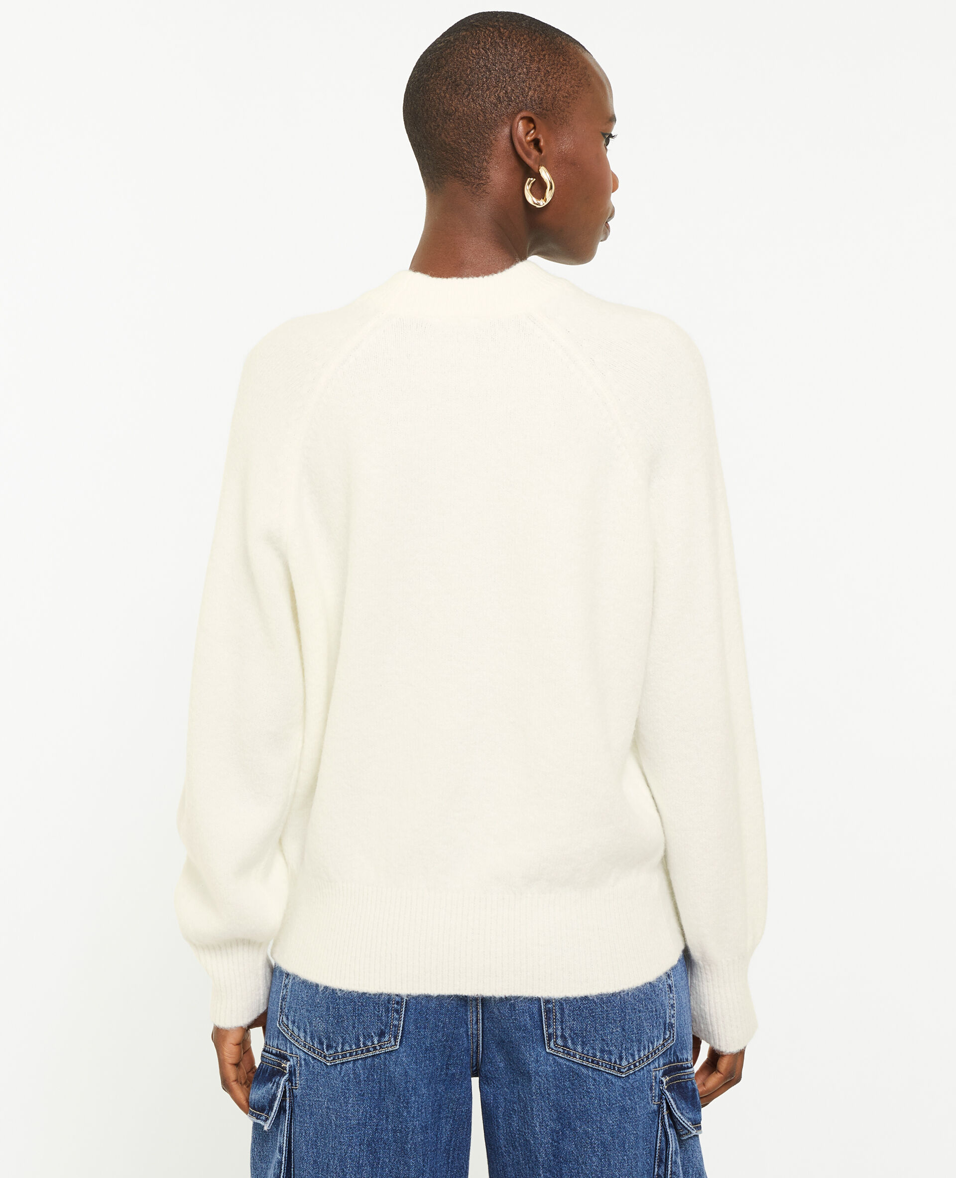 Pull col rond avec laine - Blanc