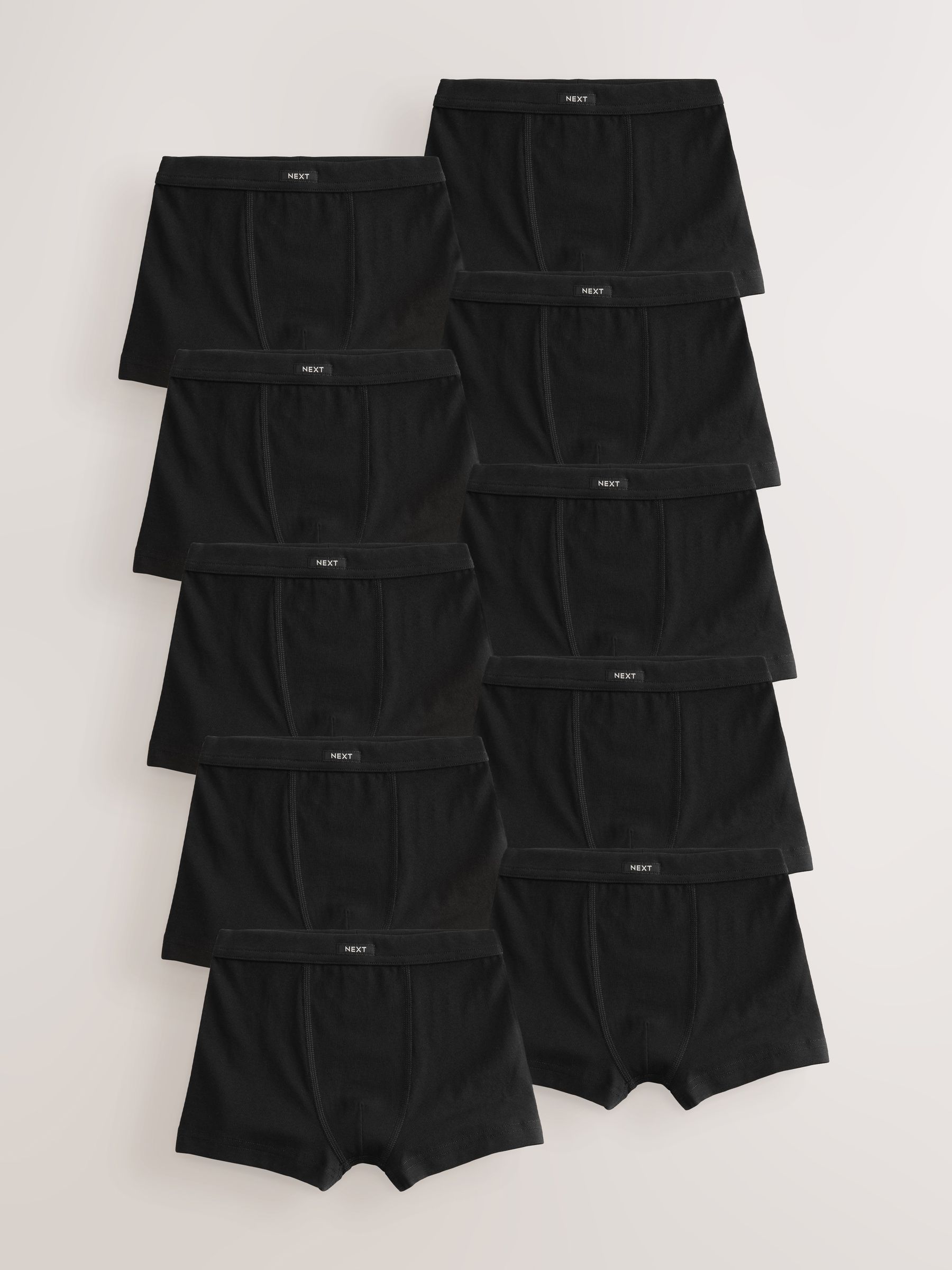 Antraciet zwart - Set van 10 boxershorts met zachte tailleband (2-16 jr)