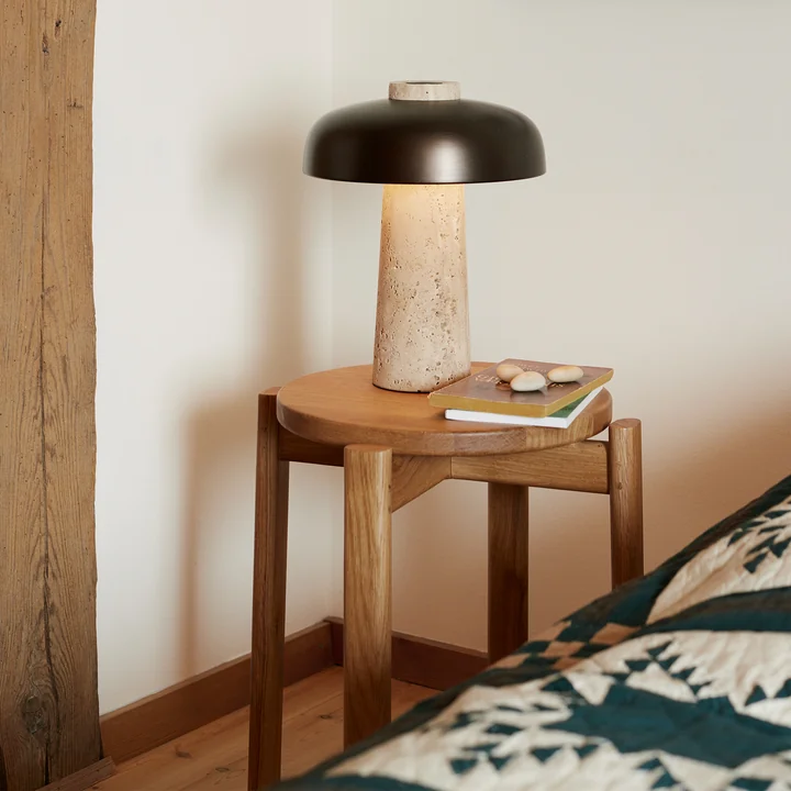 Audo - Passage Hocker, Eiche natur / beige (Stoff Audo Bouclé 02)