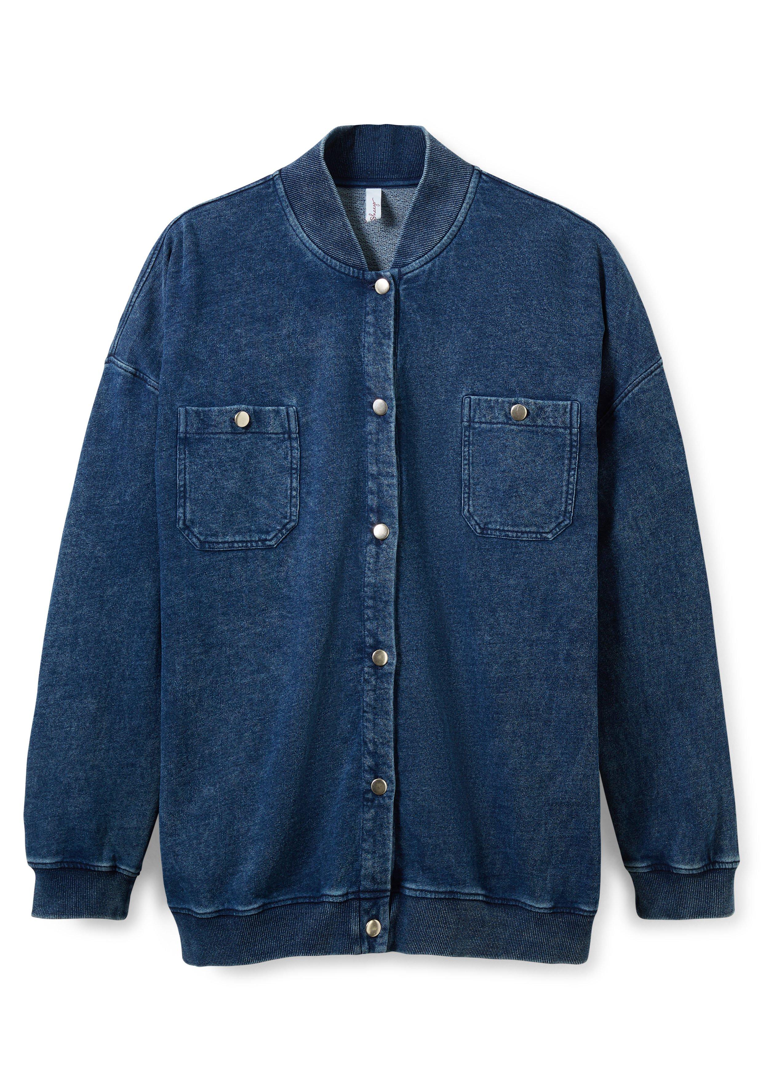 Sweatjacke in Jeansoptik, mit Brusttaschen