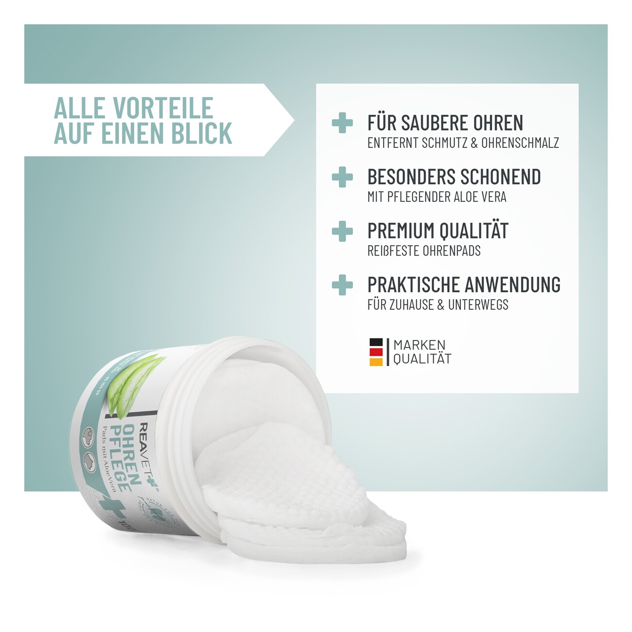 REAVET Ohrenpflege Pads 100 Stück
