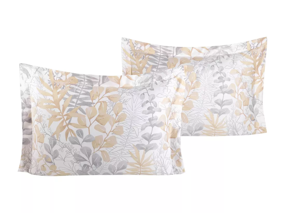Lot de 2 Taies d'oreiller satin de coton imprimé 