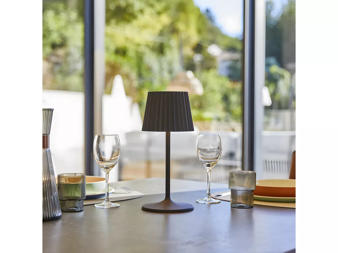 Lampe de table sans fil LED ABBY BLACK Noir Aluminium H30CM