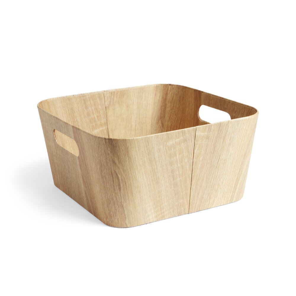 Panière carton et papier imitation bois 30x30xH15cm