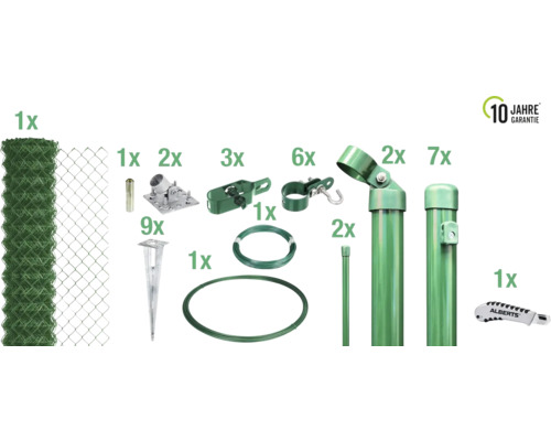 4-zijdige gaasset ALBERTS, maaswijdte 60 mm, voor inrijmof, 15 x 1 m, groen