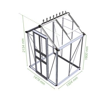 Tuinkas Royal Well Birdlip 44 zwart gecoat met 3mm veiligheidsglas