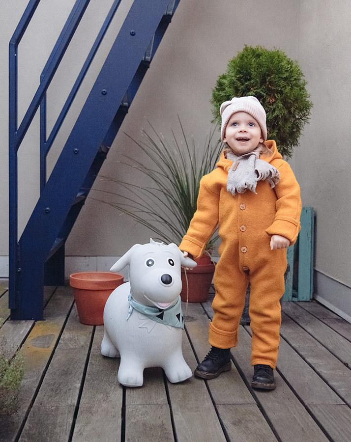 Hüpftier HUND in grau