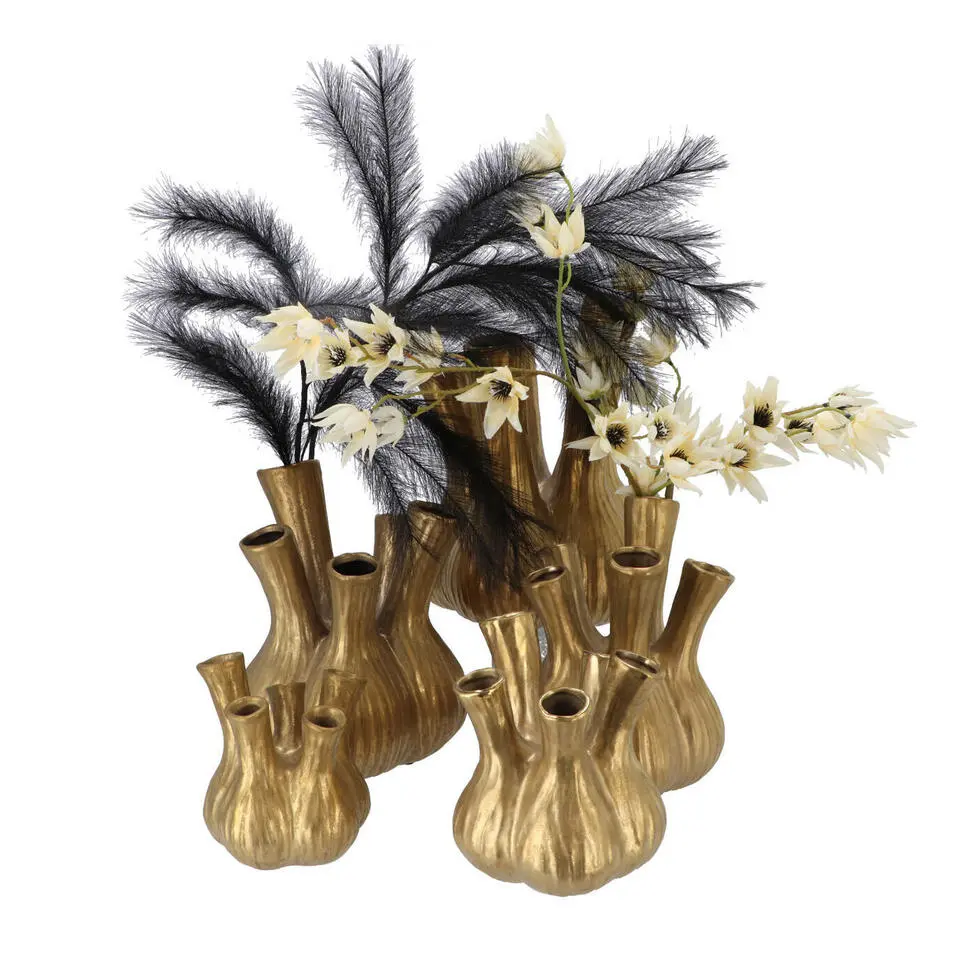 DK Design vaas Aglio - tulpenvaas - goud mat - D20 x H25 cm