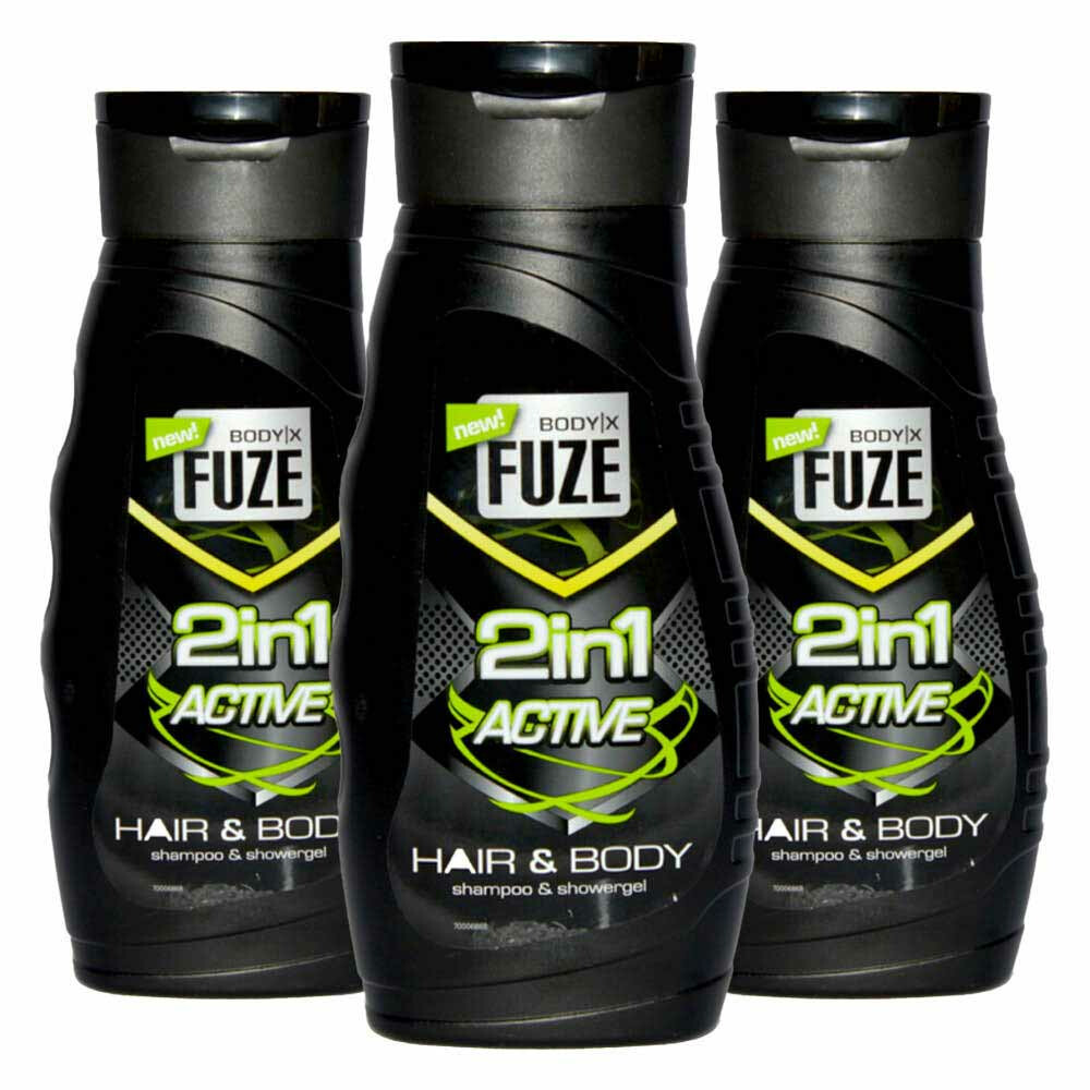 3x Body-X Fuze Douchegel Hair & Body Active300 ml