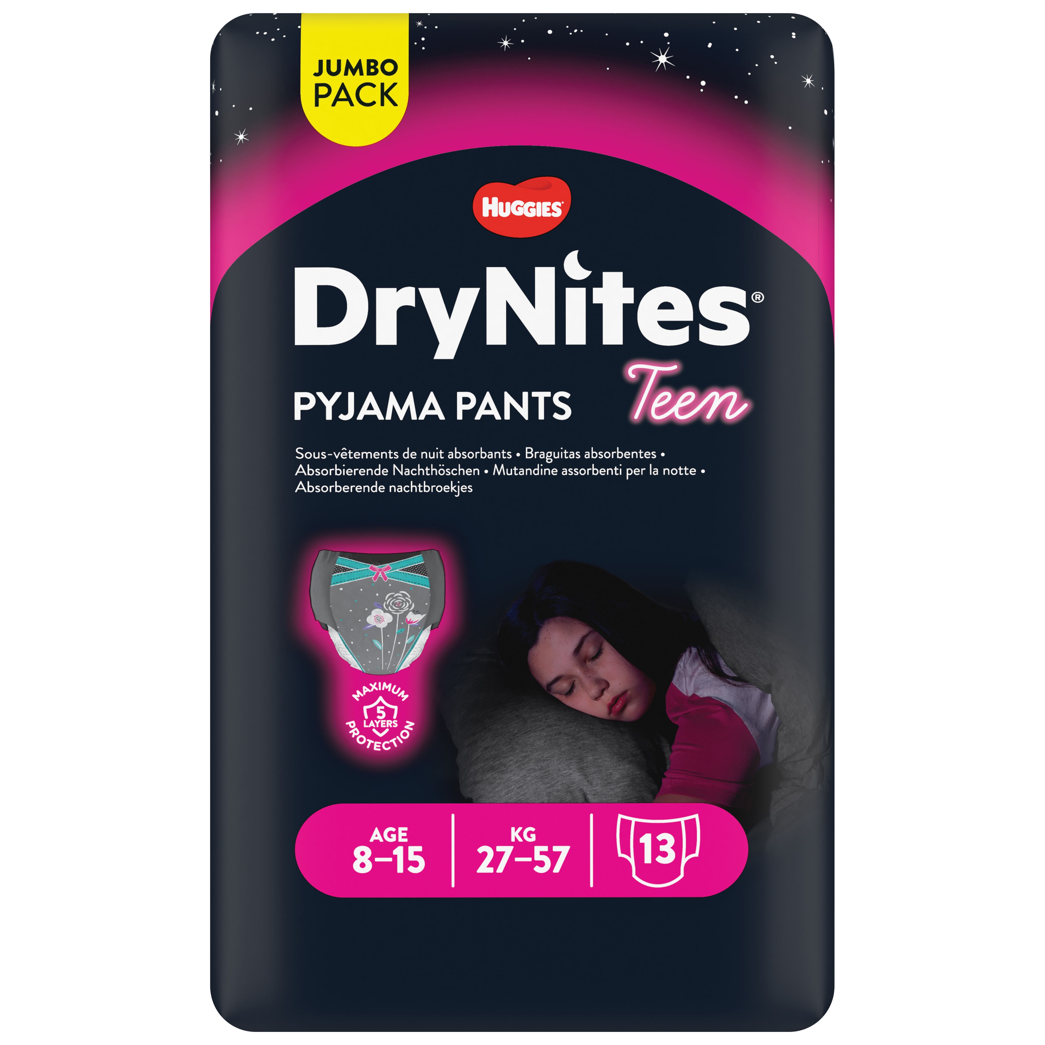 Huggies DryNites Windeln Windelhosen Mädchen 8-13J 30-48kg Jumbo Monatspack