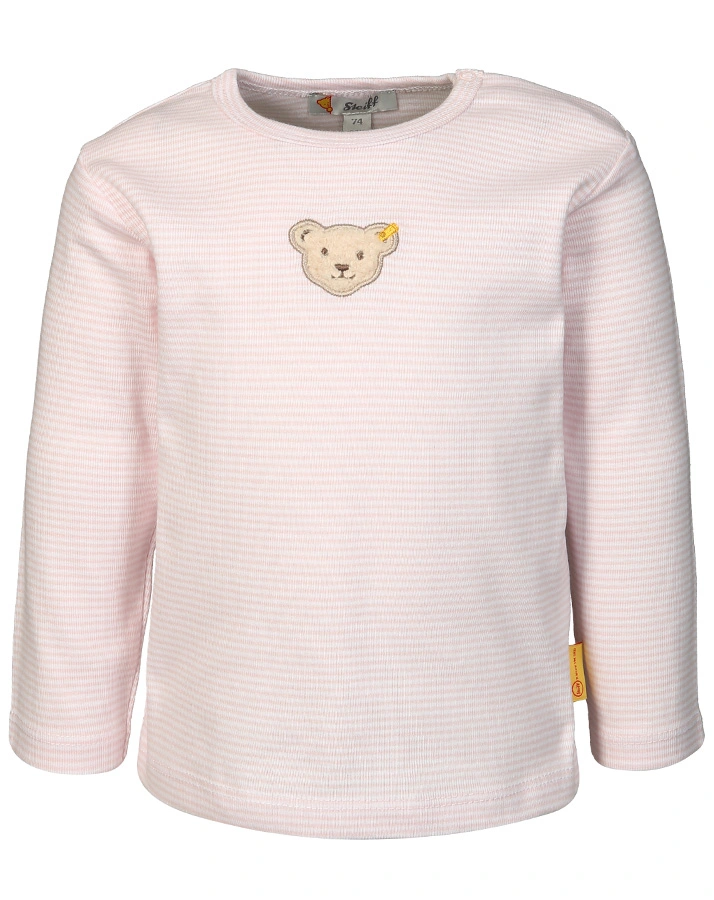 Langarmshirt BASIC geringelt in rosa/weiß