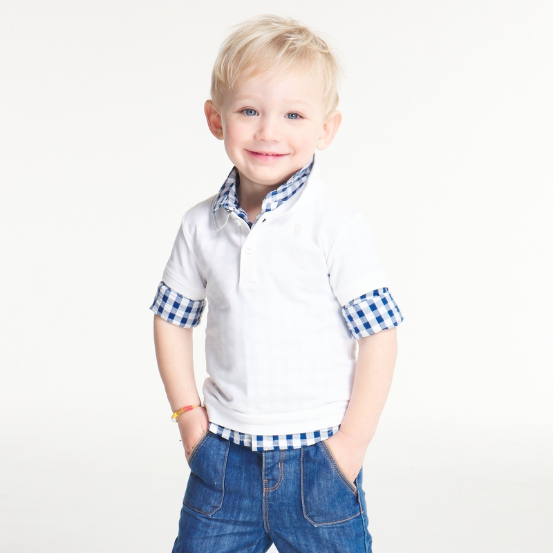 Polo maille piquée uni blanc bébé garçon
