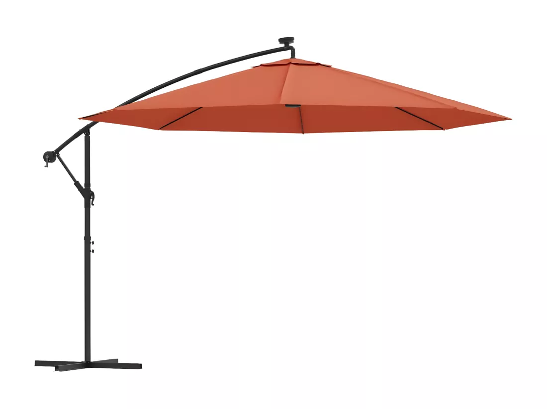 Parasol déporté avec lumières LED Terre cuite 350 cm