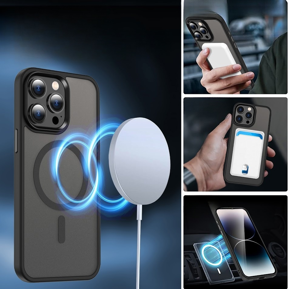iPhone 13 Pro Max MagSafe Hybrid Hülle mit TPU Bumper - Schwarz