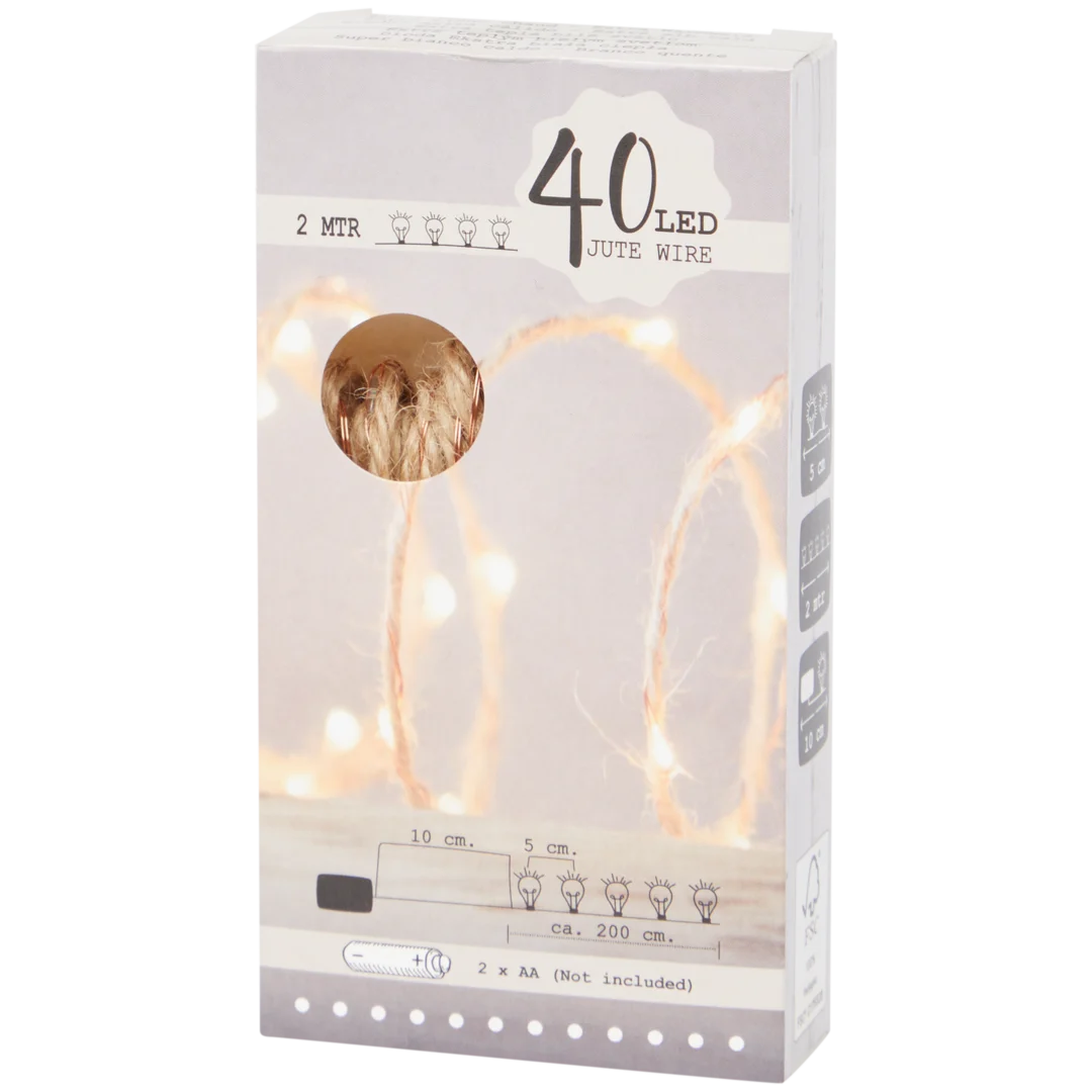 Jute touw met ledverlichting 2 meter | smal