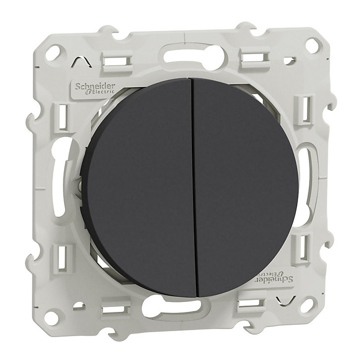 Mécanisme interrupteur va-et-vient + poussoir Schneider Electric Odace anthracite