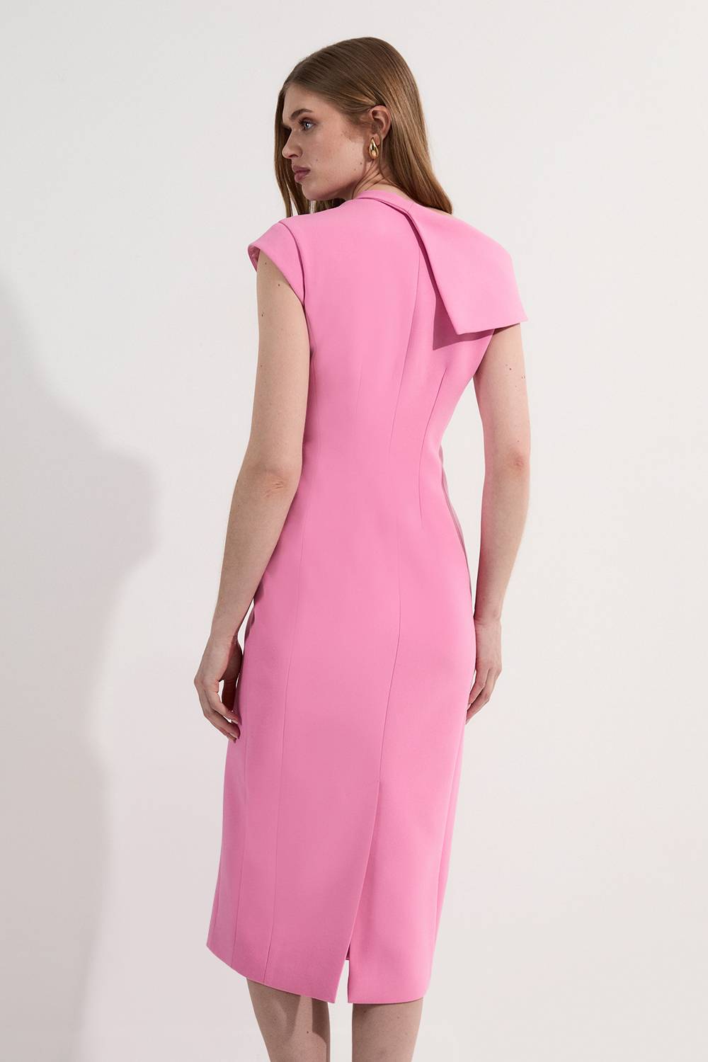 KarenMillen Robe maxi crayon ajustée stretch pour petite taille à col asymétrique