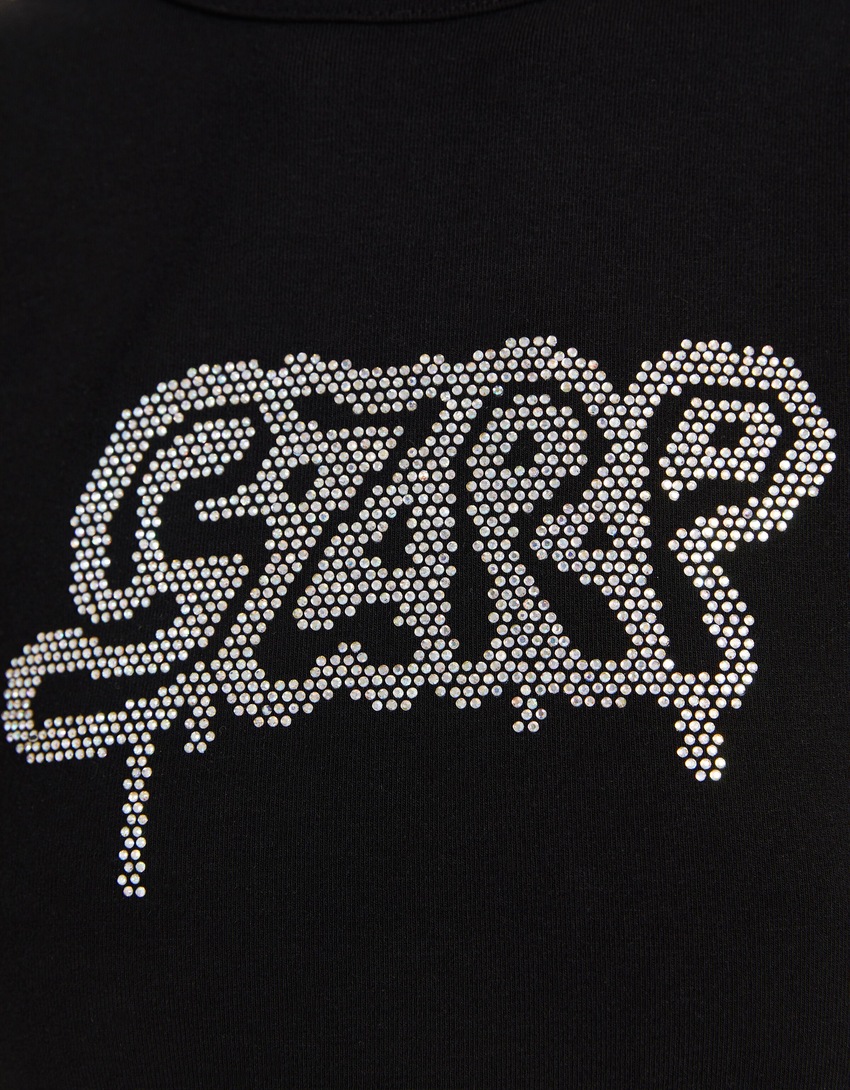 Top sem mangas BERSHKA com detalhes em strass BIZARRAP