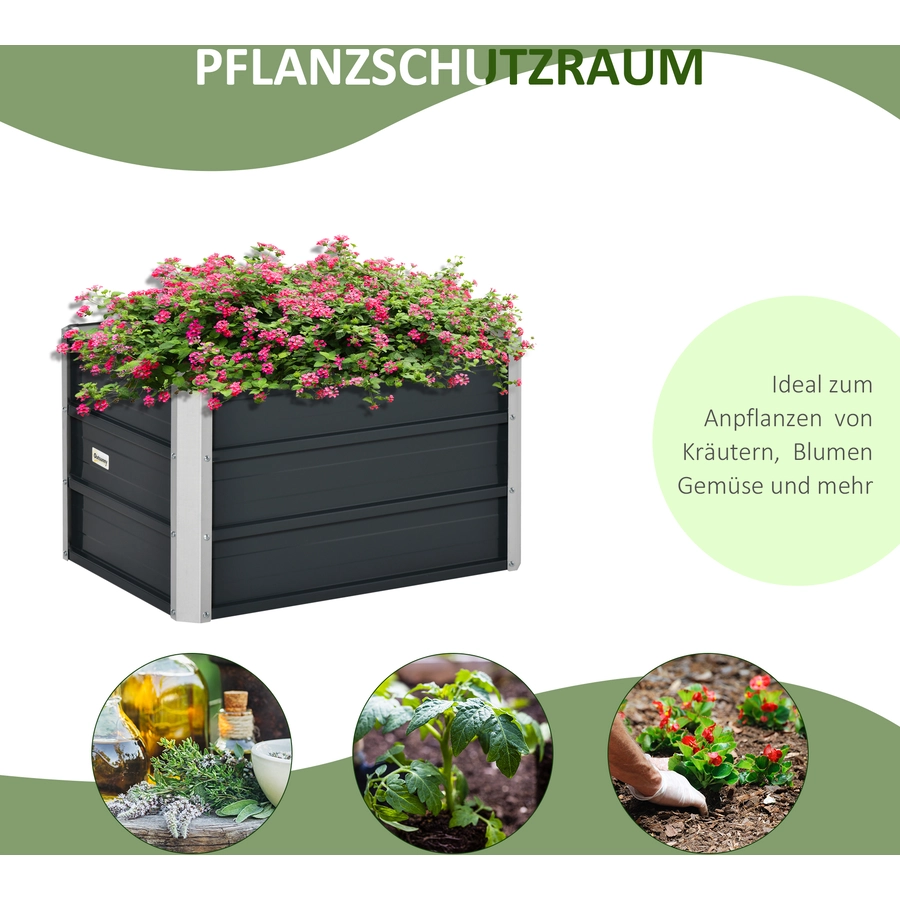 Outsunny Gartenbeet inklusive Gartenhandschuhen grau