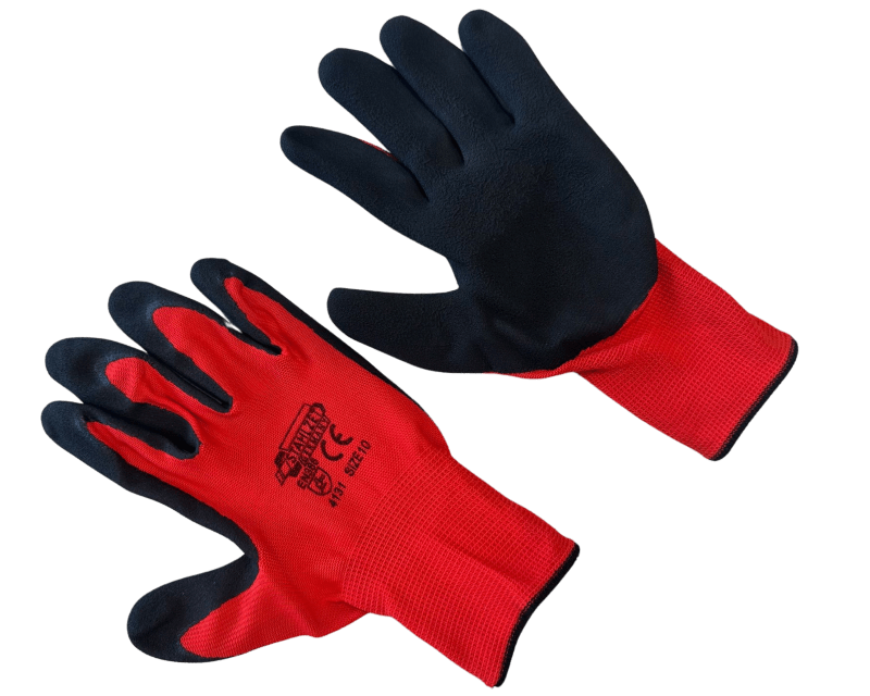 Werkhandschoenen - maat 10 - 250mm - set 12 paar - Rood