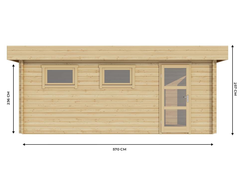 Garage bois 2 voitures chavagnac - epaisseur des murs : 44mm - portes bois - porte de service - fenêtres double vitrage