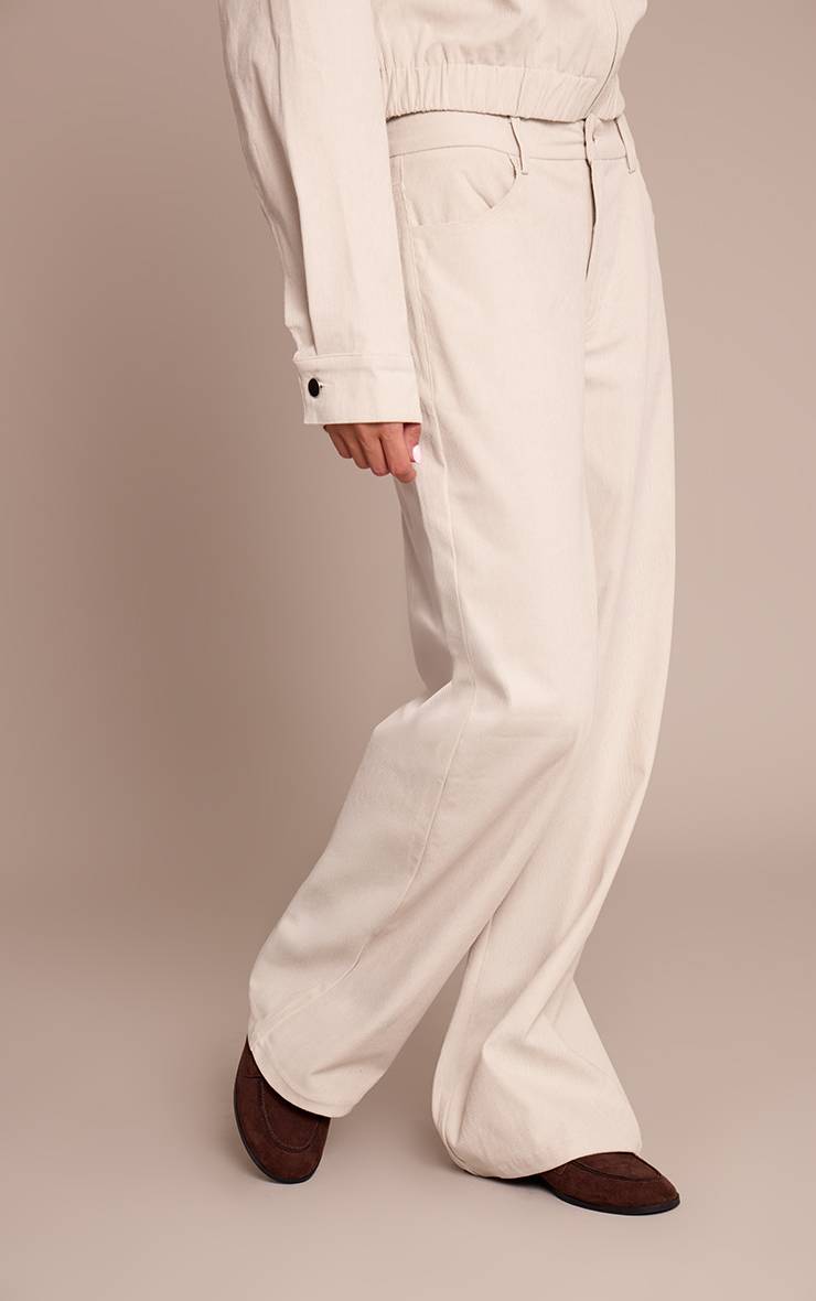 Ecru Pantalon Droit En Velours Côtelé