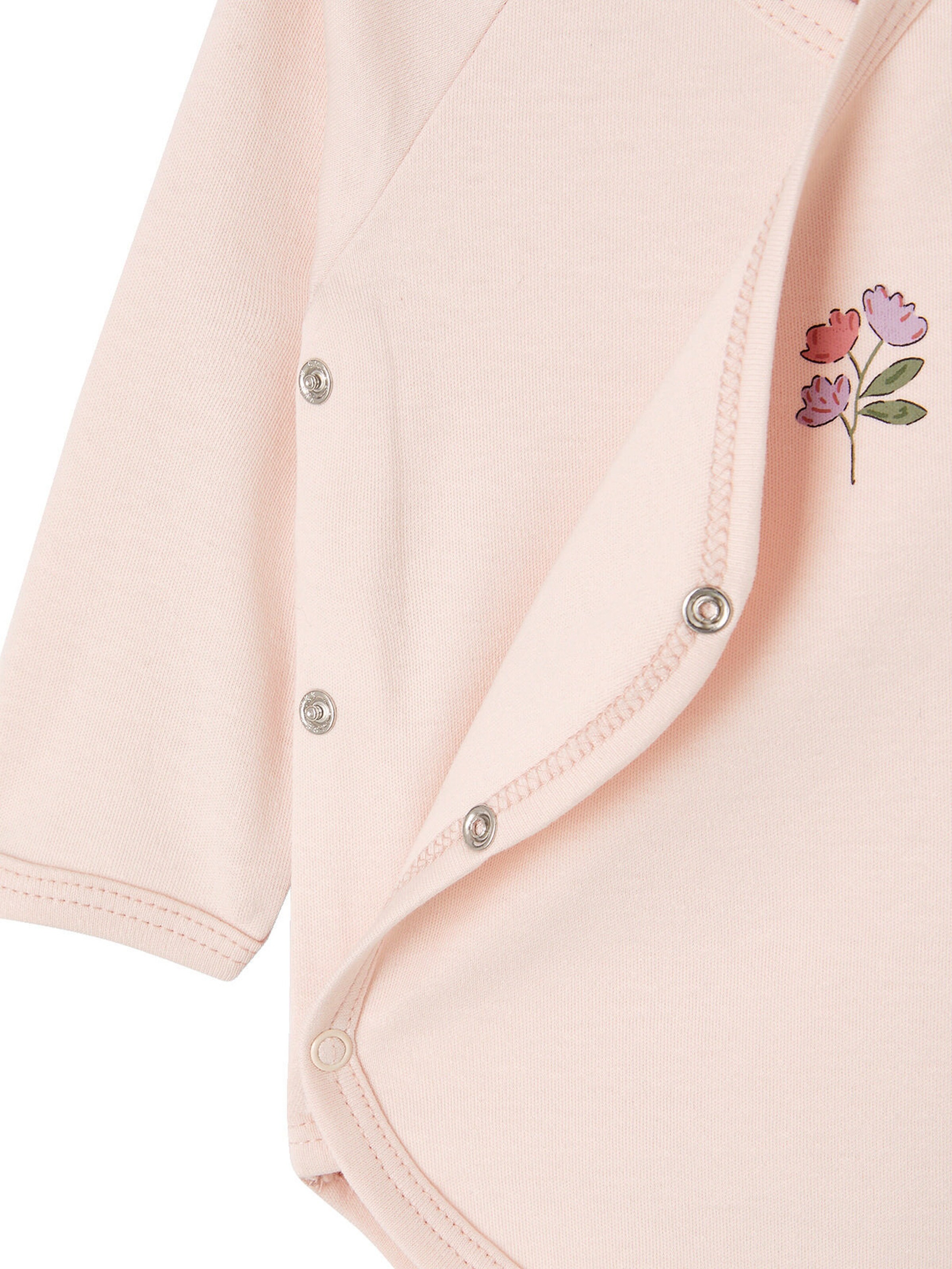 Vertbaudet Bio-Kollektion: 3er-Pack Baby Langarmbodys, Blumen hellrosa