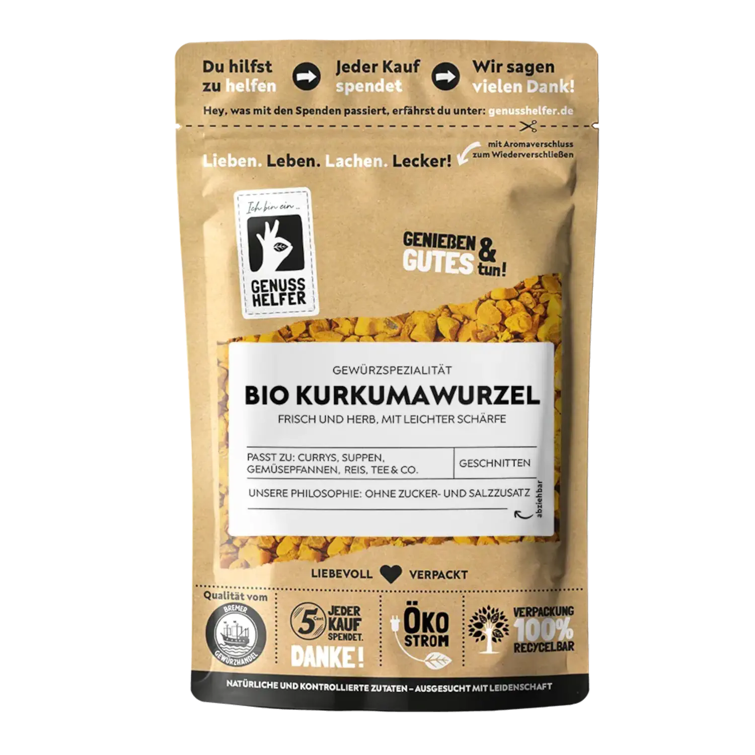 Kurkumawurzel Bio, geschnitten, 10er Pack