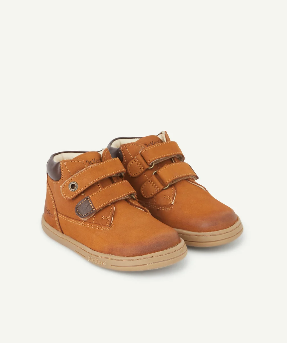 KICKERSBOTTINES À SCRATCH BÉBÉ EN CUIR CAMEL