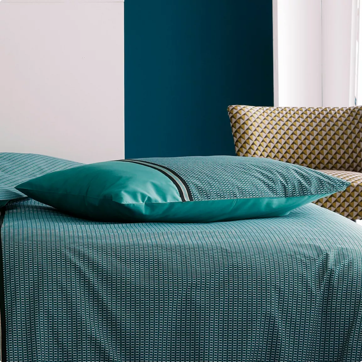 Taie d'oreiller rectangulaire percale de coton (50 x 70 cm) Gustav Vert émeraude
