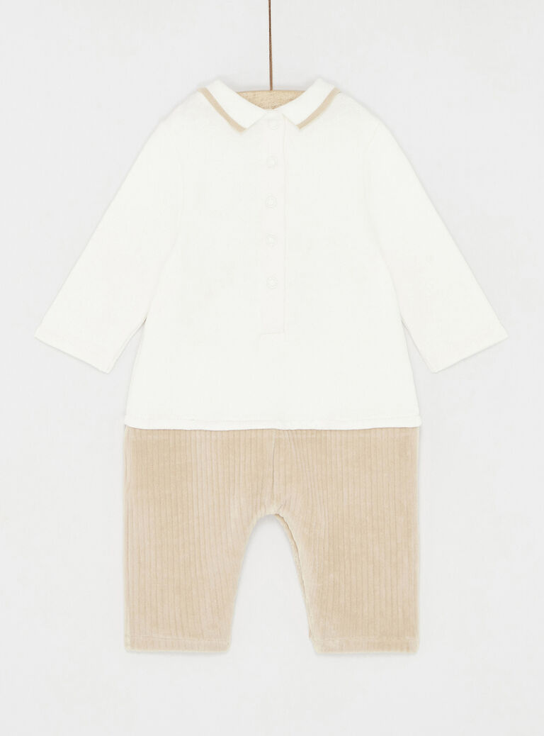 Combinaison bi colore blanc cassé et sable pour garçon