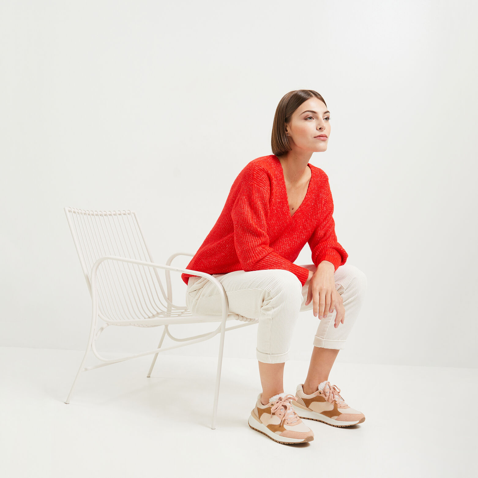 Pull Col V femme