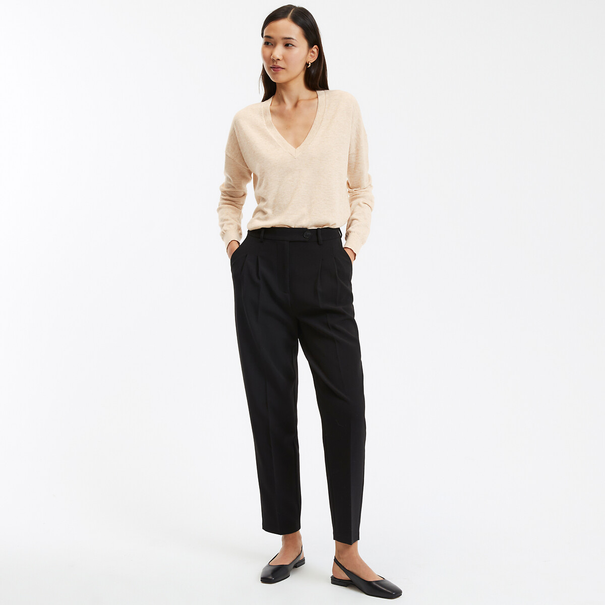 COLEÇÕES LA REDOUTE<br>Calças 7/8 com pregas