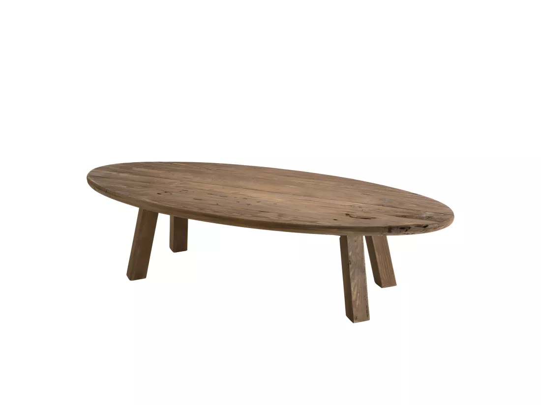 ANDRIAN - Table basse ovale marron bois Pin recyclé