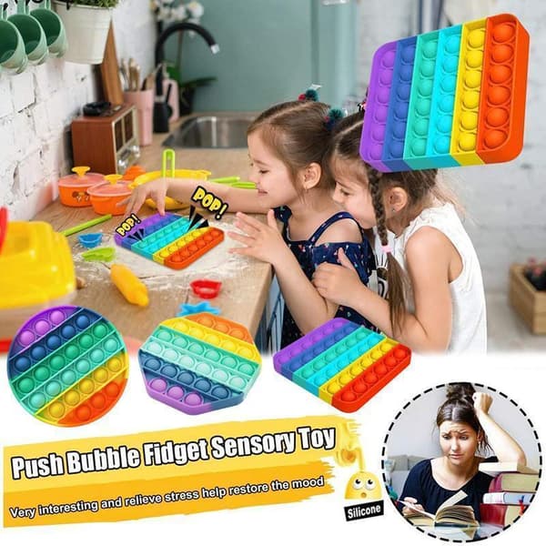 2-pak Pop It Fidget Toy Original - Rainbow - CE-godkjent