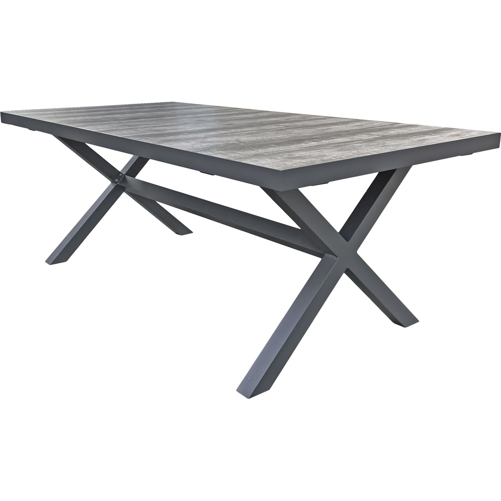 Tischgruppe RANA/SILEA - dunkelgrau - hellbraun - Teak - Aluminium