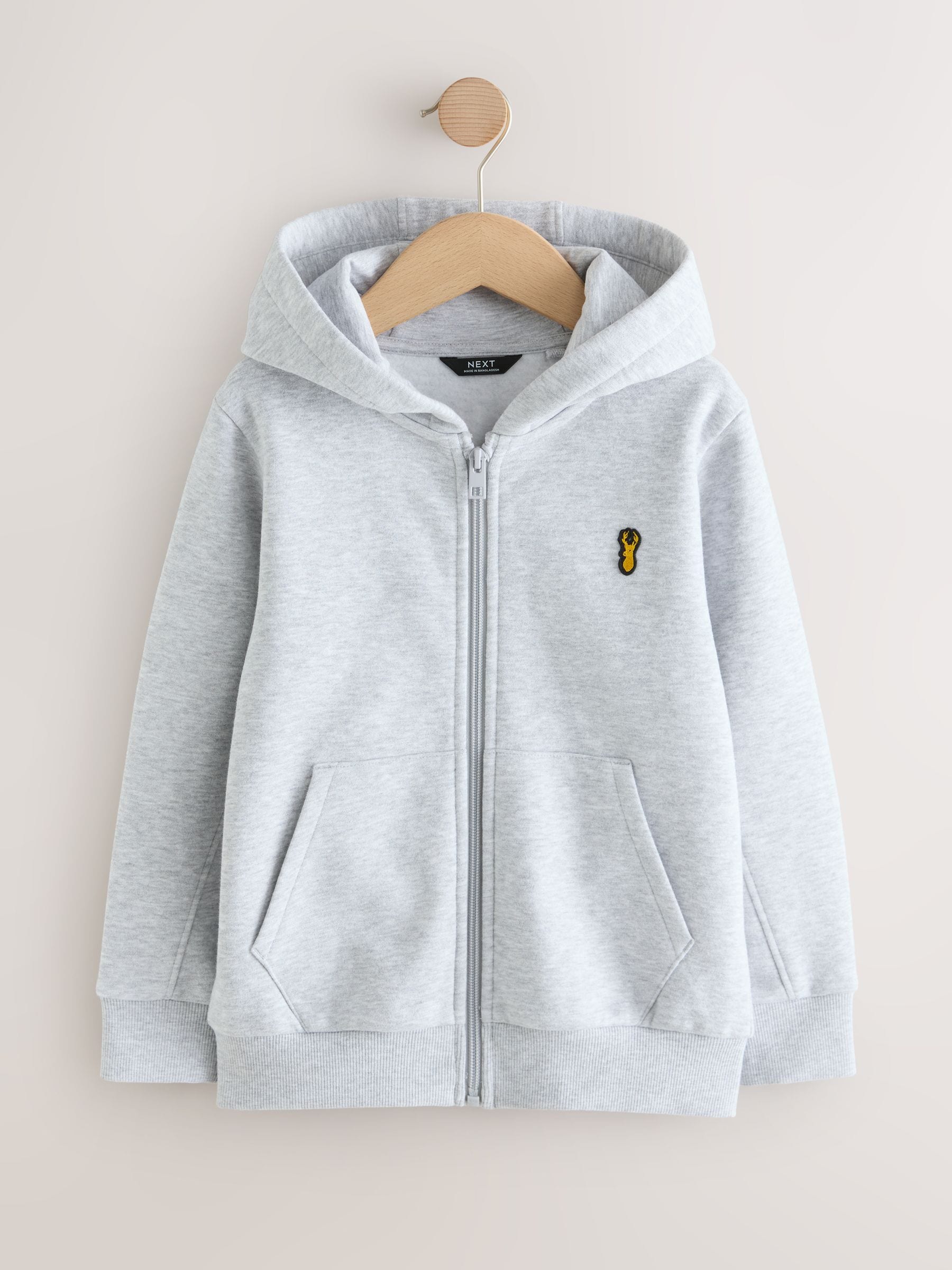 Grijs - Hoodie met logo en ritssluiting (3-16jr)