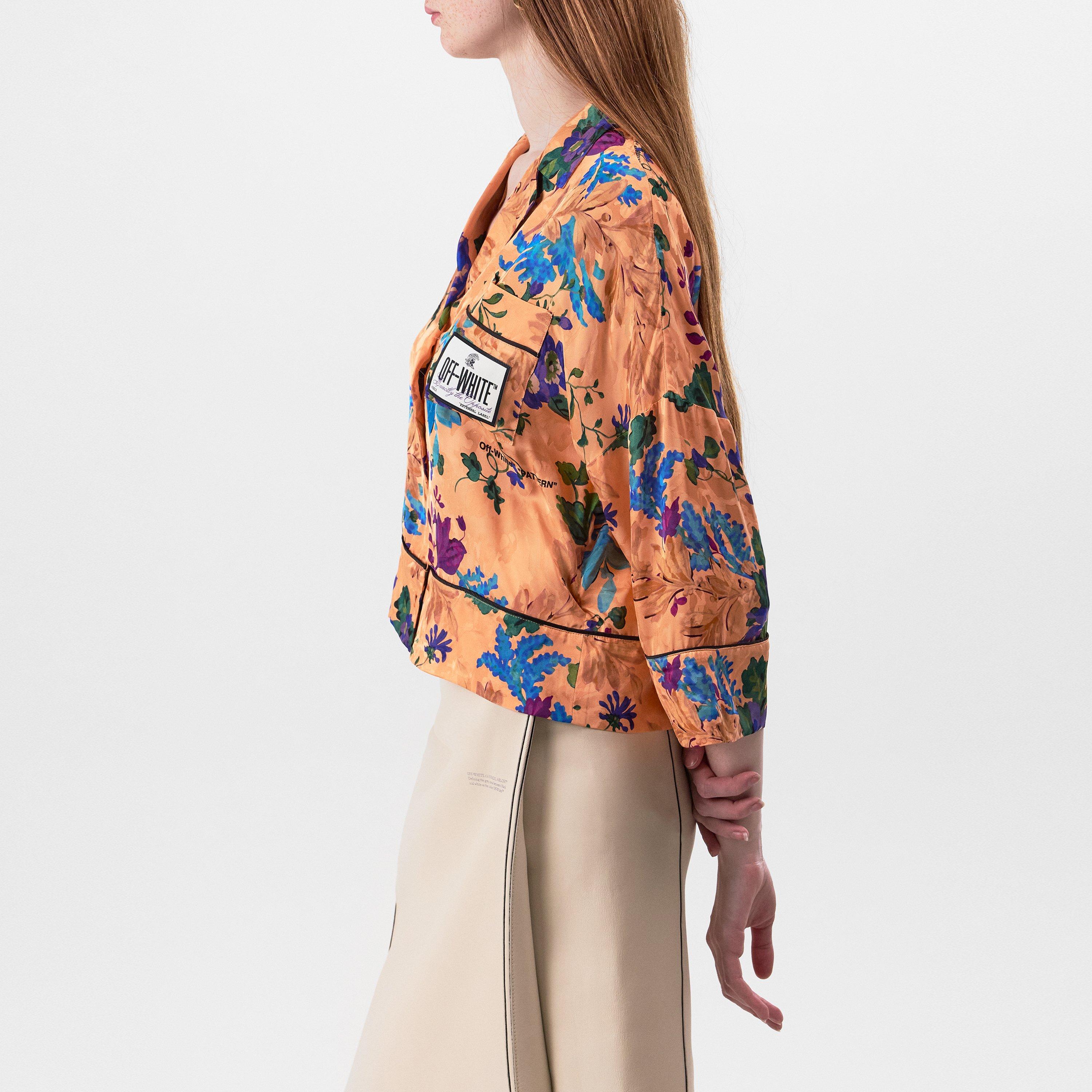 Off White Satin Pyjama Crop Shirt