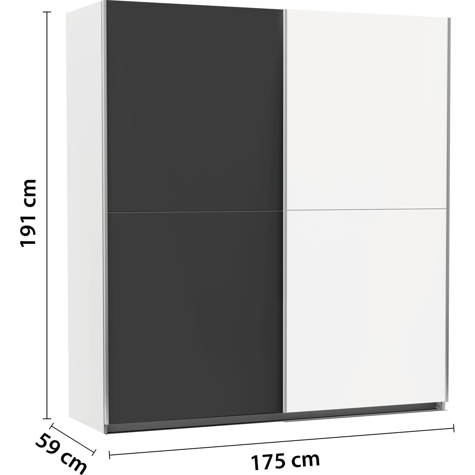 Schwebetürenschrank Saturn Dekor 175 x 191 x 59 cm weiss / grau