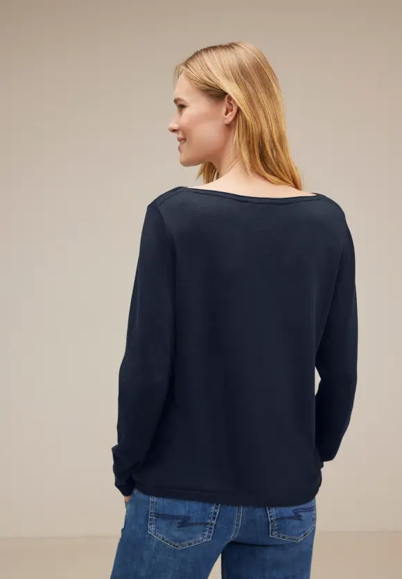 U-Boot Ausschnitt Pullover - deep blue