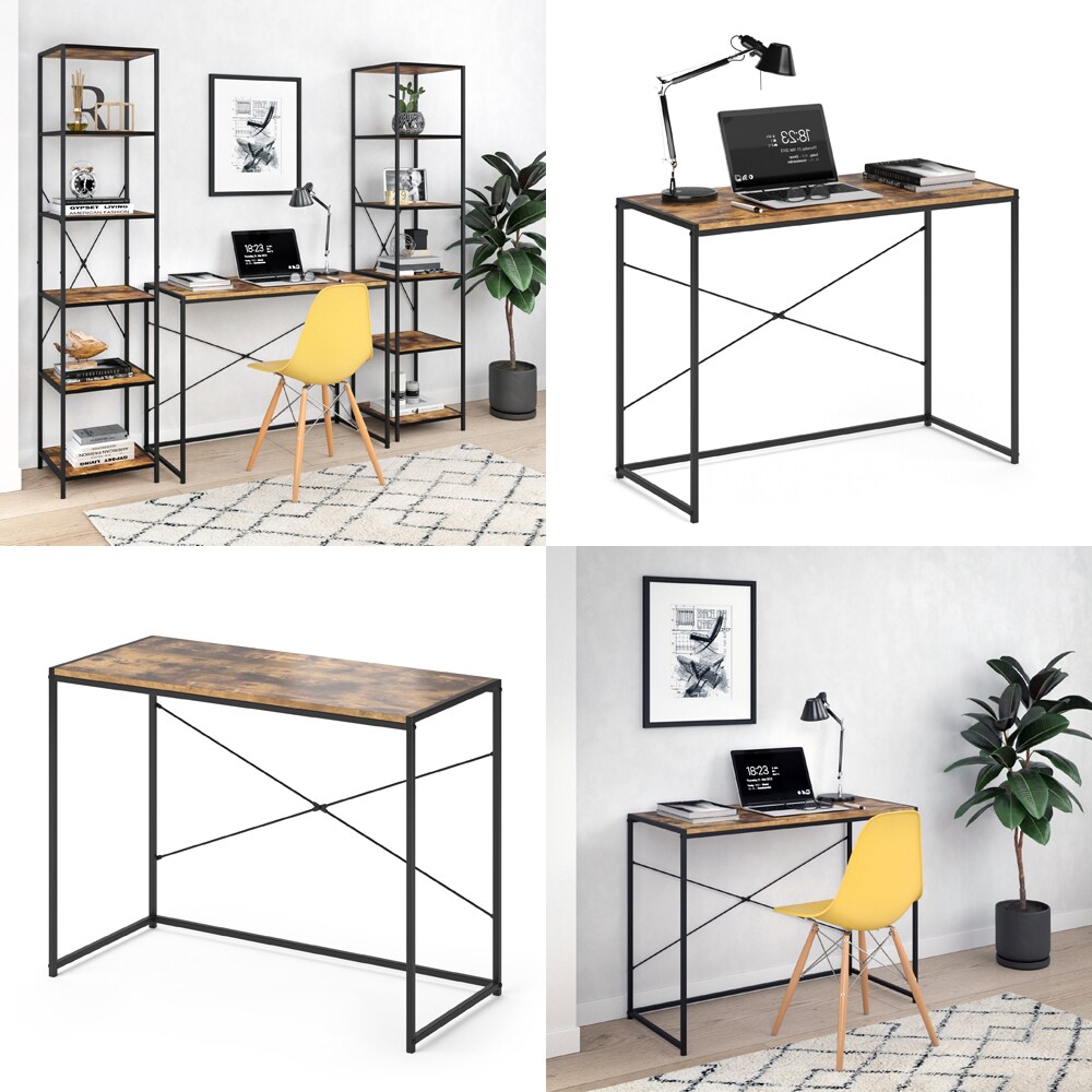 VICCO Loft Schreibtisch Fyrk Bürotisch Arbeitstisch PC Tisch Holz Natur 100 x 45 cm