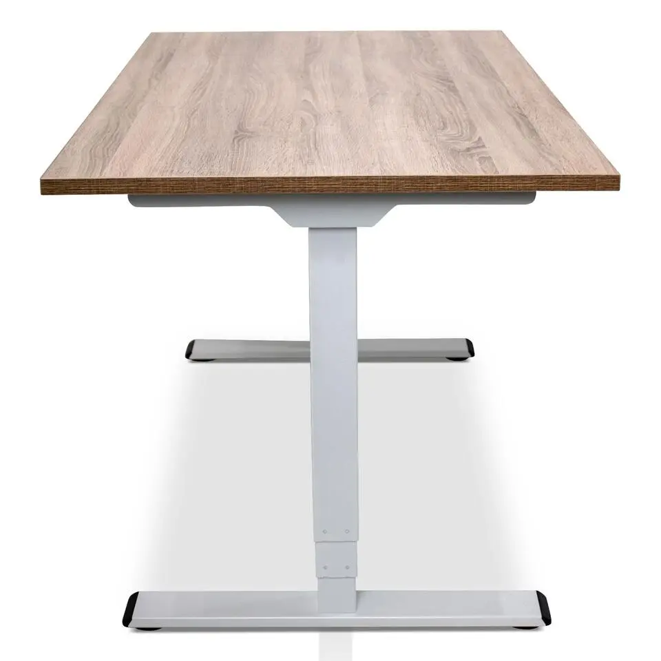 MRC COMFORT elektrisch ARBO zit-sta bureau - 140x80cm - wit - midden eiken
