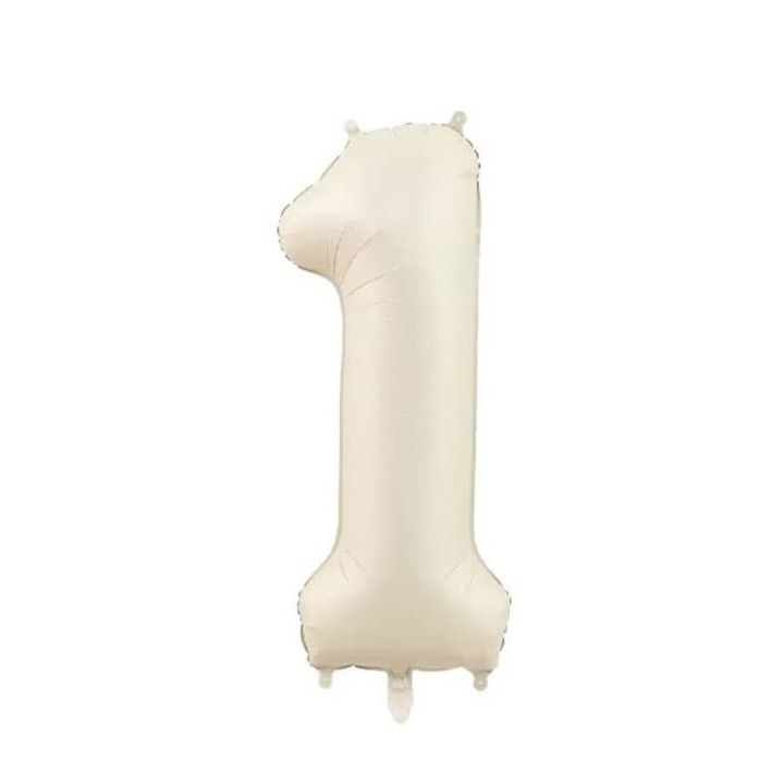 (90cm) Zahlen Ballon Geburtstags Party Luftballon Folienballon - Zahl 1 / Creme