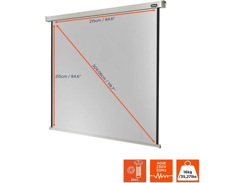 Celexon Motorleinwand Motor Professional 220x220cm 1:1 Leinwand, 160 x 160 cm, elektrisch, mattweiss S