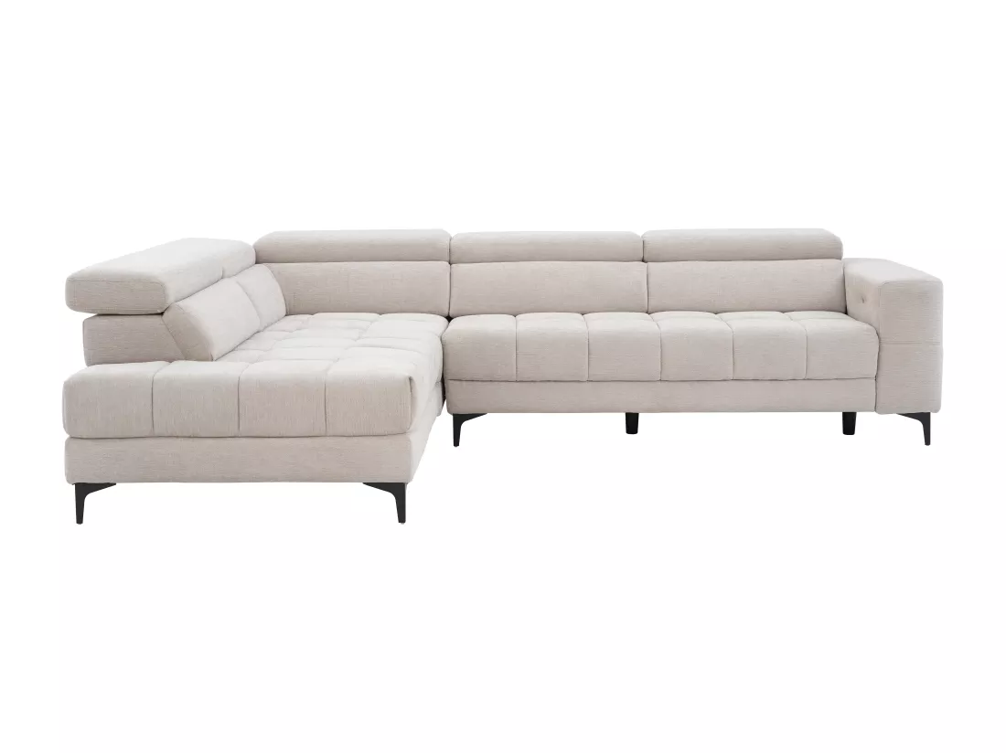 Canapé d'angle gauche relax assise coulissante électrique en tissu beige MONISO