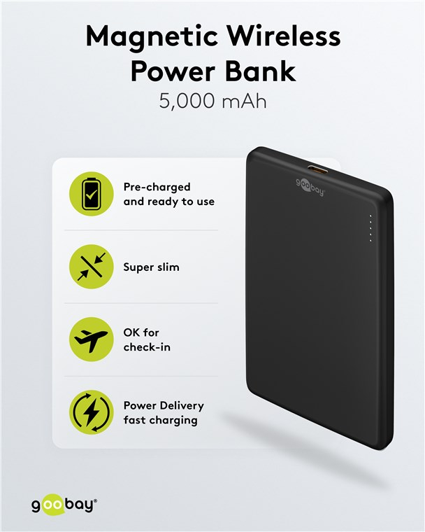 (20W) 5000mAh Magnetische MagSafe Powerbank USB C Power Delivery Ladegerät (70182) - Schwarz