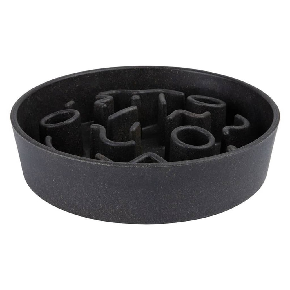 Mangeoire lente pour chiens bambou 21 cm gris foncé